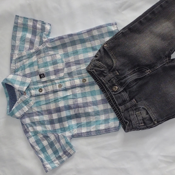 Blue Plaid Button up Calvin Klein 3 piece set Size 18 Months - Picture 2 of 12